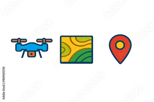 Drone, Map and Location Icons