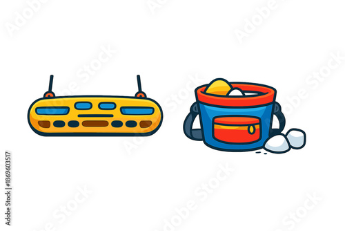 Cartoon Golf Bag with Balls and Golf Training Aid