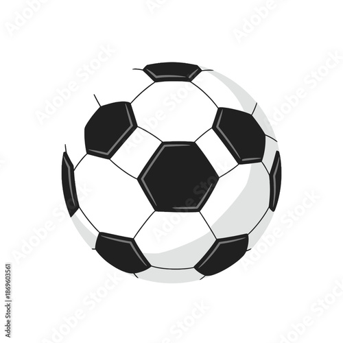 Black and white soccer ball closeup.