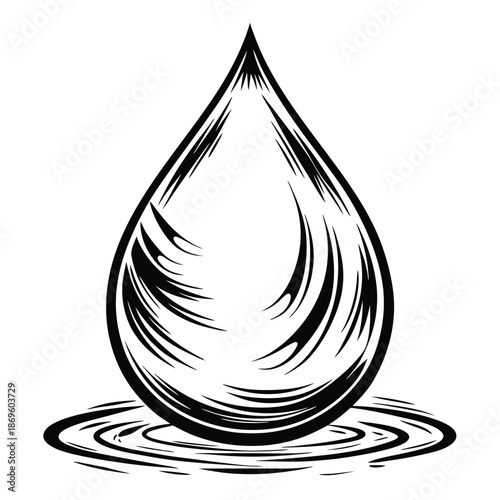 Creative Liquid Drop Icon for Beverage Industry and Refreshment Branding