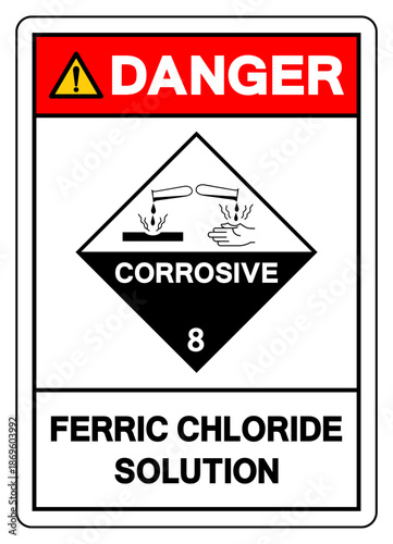 Danger Ferric Chloride Solution Symbol Sign, Vector Illustration, Isolate On White Background, Label.EPS10