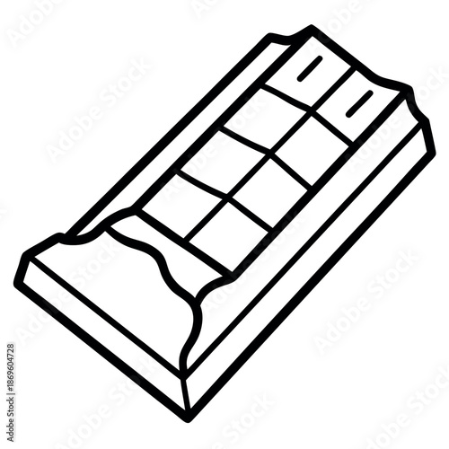 Chocolate bar coloring page style on white background. 