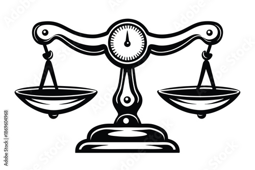 Professional Weight Scale Symbol in Black and White for Medical and Gym Graphics