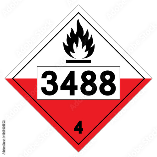 UN3488 Self Heating Solid Oganic Class 4 Symbol Sign, Vector Illustration, Isolate On White Background Label.EPS10