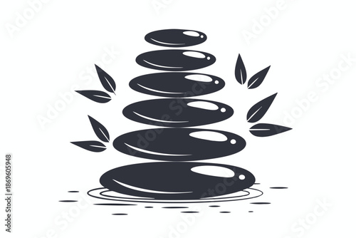 Balanced Spa Stones Vector Symbol for Meditation and Mental Health Wellness