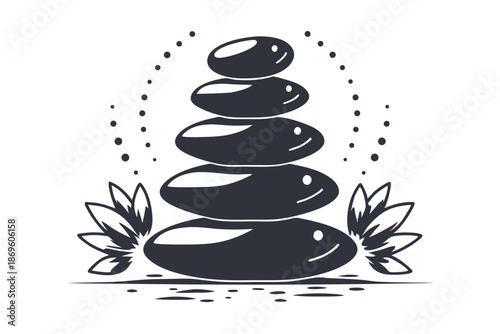 Wellness Spa Stone Stack Graphic for Relaxation and Alternative Medicine Design