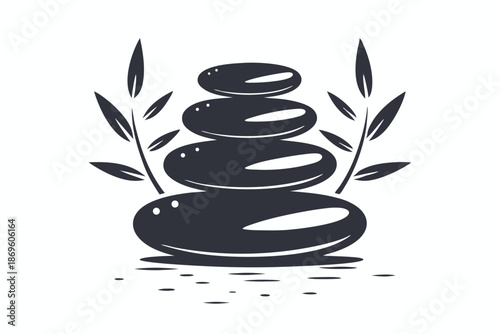 Peaceful Zen Stone Pyramid Icon for Yoga Studio and Natural Healing Symbols