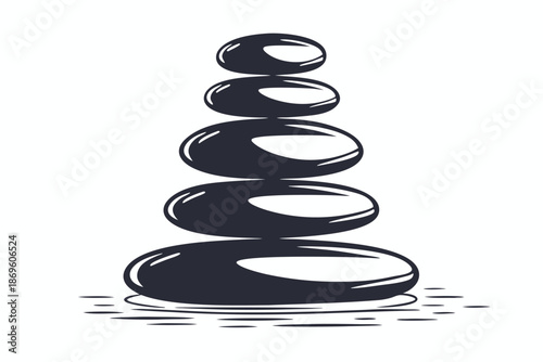 Simple Zen Stone Stack Icon for Spa and Wellness, Balanced Rocks Symbol Vector Illustration
