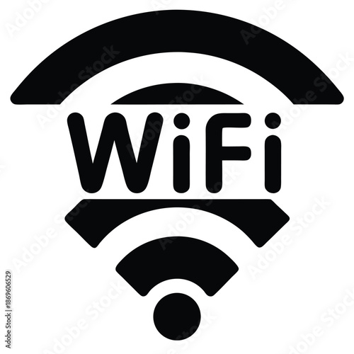 White Wi-Fi Signal Symbol on Black Background, Wireless Connection Icon Vector Illustration