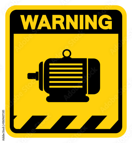 Motor Engine Warning Sign, Vector Illustration, Isolate On White Background Label. EPS10