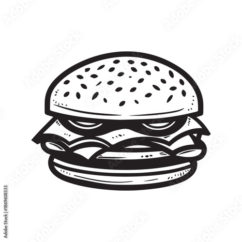  Burger Food icon white background vector design.