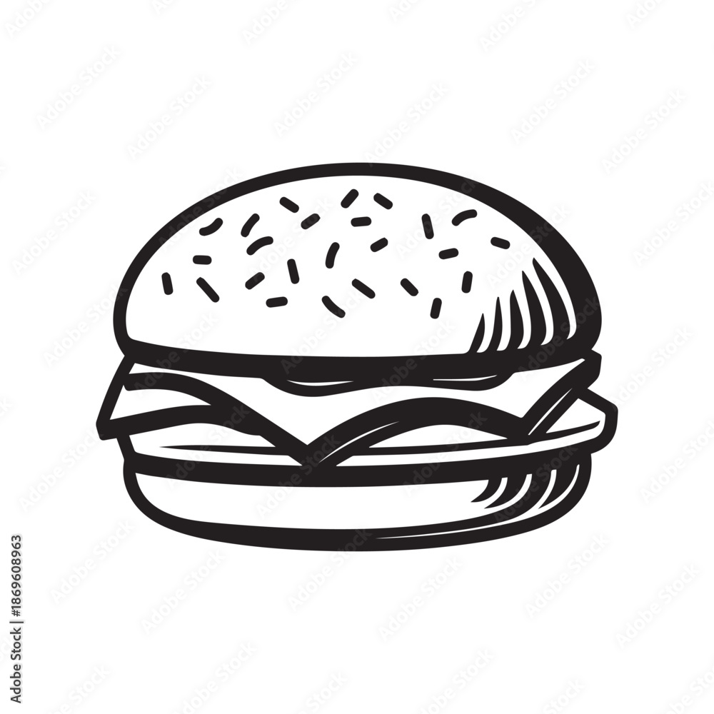 Fototapeta premium Burger Food icon white background vector design.