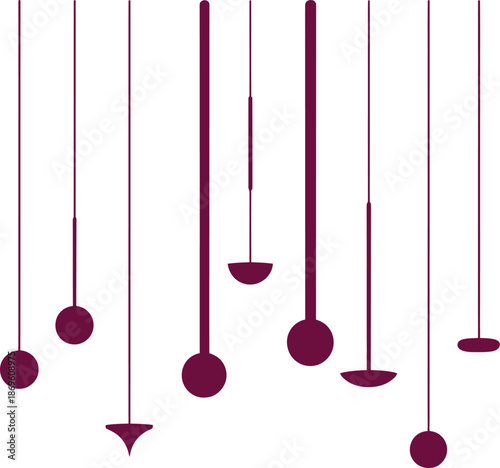 Stylized pendulum vector design featuring geometric shapes suspended vertically to evoke motion, symmetry, and minimalist elegance.