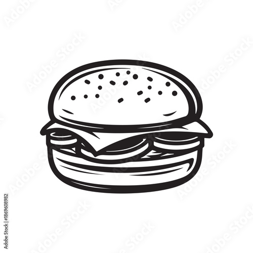 Burger Food icon white background vector design.