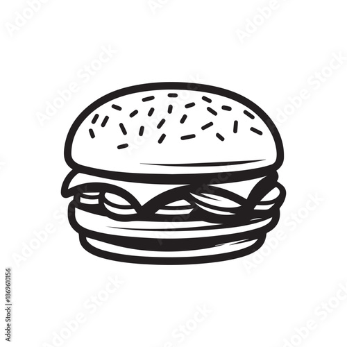  Burger Food icon white background vector design.