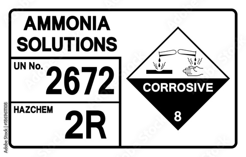 Ammonia Solutions UN 2672 Symbol Sign, Vector Illustration, Isolate On White Background, Label.EPS10