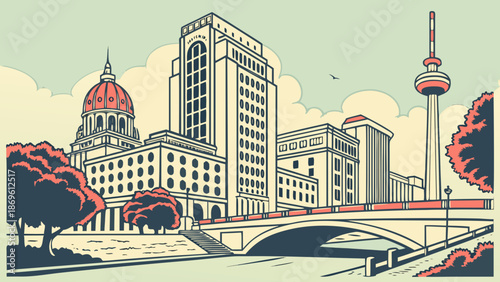 San antonio skyline cityscape captures buildings and trees amid a vivid texas sunset, suitable for travel blogs and promotional materials.