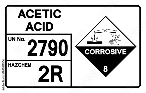 Acetic Acid UN 2790 Symbol Sign, Vector Illustration, Isolate On White Background, Label.EPS10