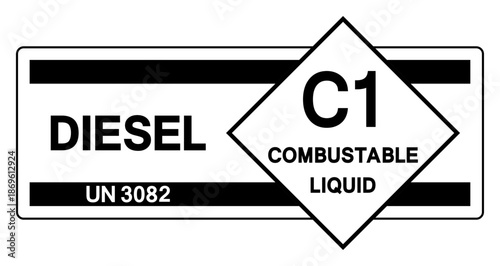 Diesel UN 3082 Symbol Sign, Vector Illustration, Isolate On White Background, Label.EPS10