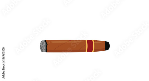 Premium hand-rolled cigar with a distinguished red and gold band signifying quality and luxury, isolated on a white background.