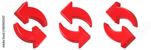 Obraz na płótnie refresh icon 3d render red color