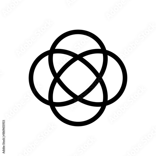 Interlocking circular paths forming a balanced symbol that represents unity, connection, harmony, and integrated systems.