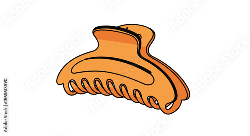 Practical orange hair claw clip is depicted from a slightly different angle on a white background serving as a versatile and stylish accessory for various hairstyles.