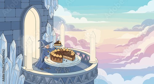 Delicious chocolate layer cake with a missing slice on a cake stand.