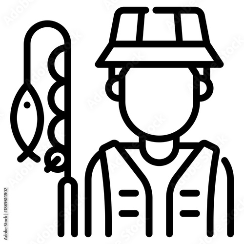 Fisher. This is a vector single icon with a dashed line style. It is suitable for various purposes, including website design, mobile app design, and logo design.