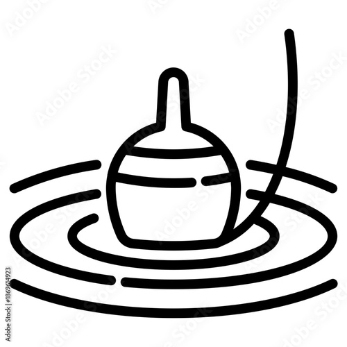 Fishing float. This is a vector single icon with a dashed line style. It is suitable for various purposes, including website design, mobile app design, and logo design.