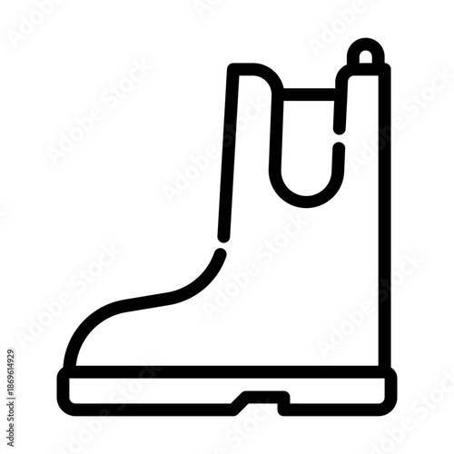 Fishing boots. This is a vector single icon with a dashed line style. It is suitable for various purposes, including website design, mobile app design, and logo design.
