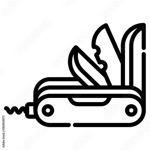 Fishing knife. This is a vector single icon with a dashed line style. It is suitable for various purposes, including website design, mobile app design, and logo design.