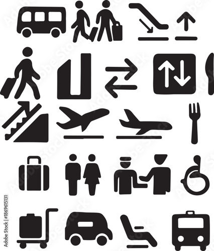 Airport Escalator & Boarding Icons