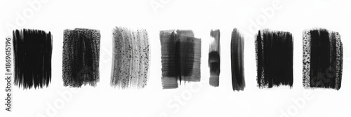 Set of grunge rolled ink stamp textures handmade with brayer. Letterpress vintage rough irregular rectangle vertical backgrounds Linocut relief printing shapes vector illustration transparent backdrop