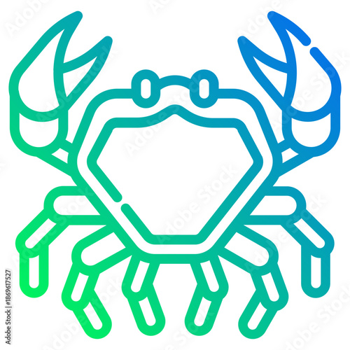 Crab. This is a vector single icon with a dashed line gradient style. It is suitable for various purposes, including website design, mobile app design, and logo design.