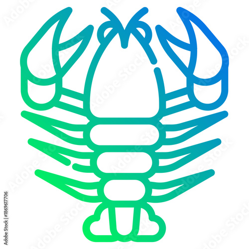 Lobster. This is a vector single icon with a dashed line gradient style. It is suitable for various purposes, including website design, mobile app design, and logo design.