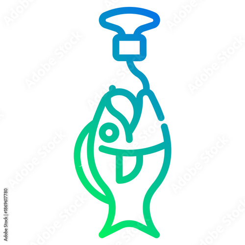 Scale weight fish. This is a vector single icon with a dashed line gradient style. It is suitable for various purposes, including website design, mobile app design, and logo design.