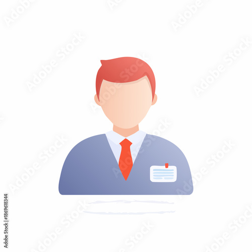 Graphic Depiction of a Person in Formal Attire Displaying a Name Tag - Isolated Minimalist Rendering