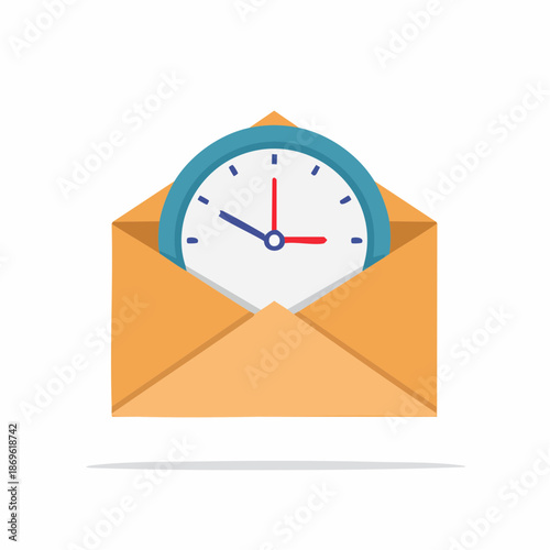 Envelope with Clock Inside Illustrating Time Sensitive Message Concept