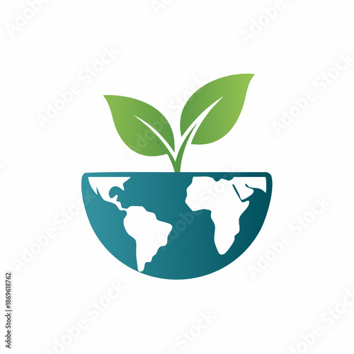 Green sprout growing from Earth illustration ecological concept