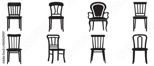 Chair icon set. Vector illustration. Isolated on white background.