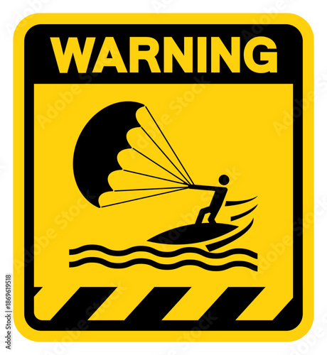 Water Skiing Area Warning Sign, Vector Illustration, Isolate On White Background Label. EPS10
