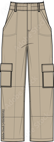 trouser cargo pants casual  flat lay garment design clothing technical drawing cads fashion design apparel outline trending vector designer  women illustration croquettes mock up 