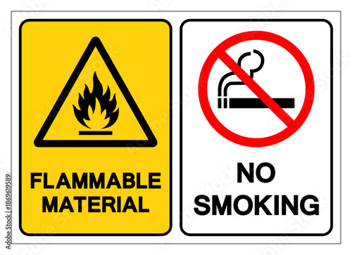 Flammable Material No Smoking Symbol Sign, Vector Illustration, Isolate On White Background Label. EPS10