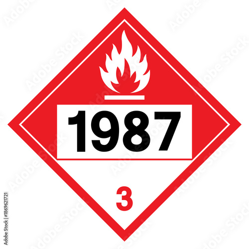 Flammable Liquid NOS UN1987 Symbol Sign, Vector Illustration, Isolate On White Background, Label.EPS10