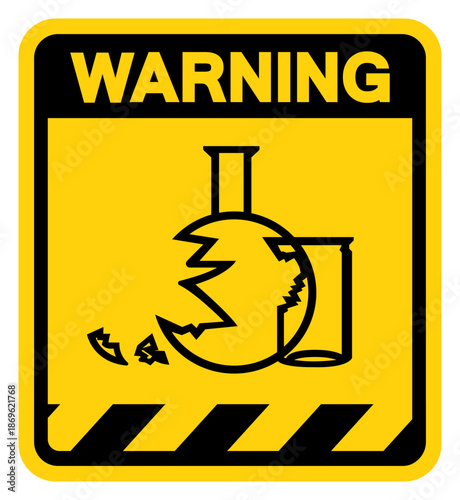 Glass Broken Hazard Warning Sign, Vector Illustration, Isolate On White Background Label. EPS10