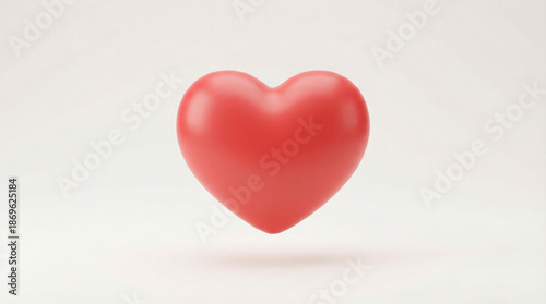 Wallpaper Mural 白い背景に浮かぶシンプルで立体的な赤いハート Torontodigital.ca