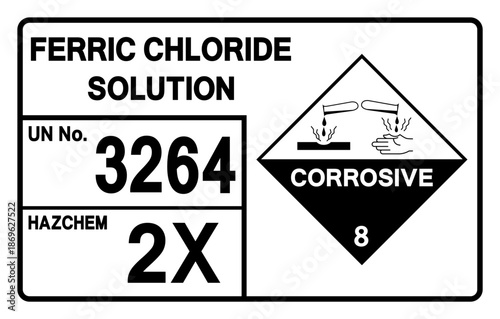 Ferric Chloride Solution UN 3264 Symbol Sign, Vector Illustration, Isolate On White Background, Label.EPS10