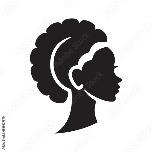 Elegant silhouette concept of a woman with vibrant curly hair, celebrating individuality, natural beauty, and cultural identity as a powerful artistic expression
