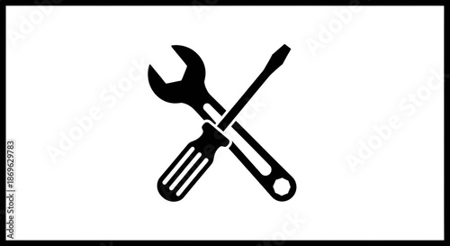 Crossed Wrench and Screwdriver Vector Icon (Service and Repair Symbol)